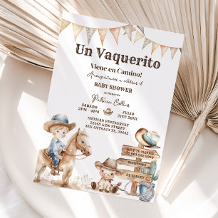 Convites Vaquerito Cowboy Chá de fraldas Espanhol Ocidental
