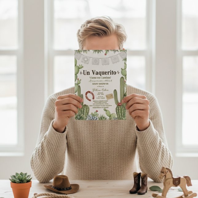 Convites Vaquerito en Camino Spanish cowboy baby shower (Criador carregado)