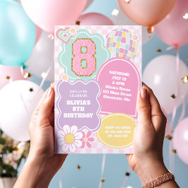 Convites Varsity preppy pastel adesivo 8º Aniversário