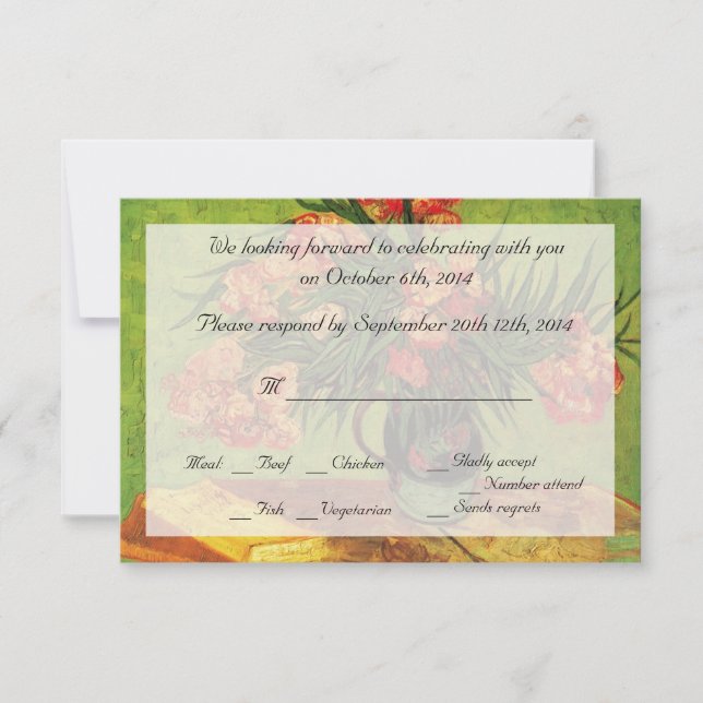 Convites Vaso de Natureza Morta com Oleandros e Livros, Van (Frente)