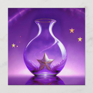 Convites Vaso Roxo Transparente Com Estrela Tudo Sob Cúpula