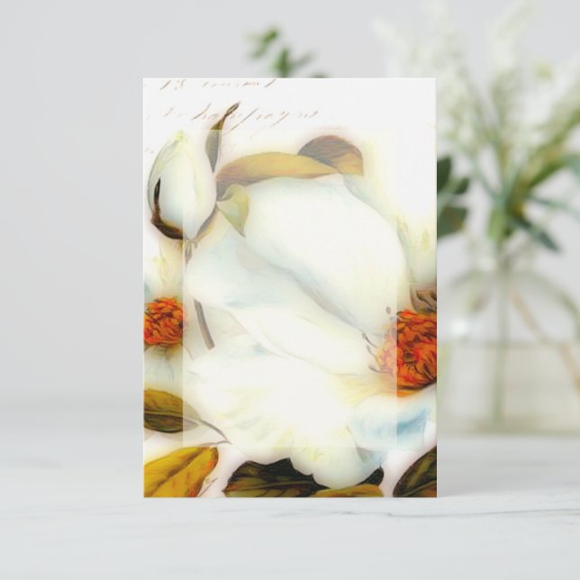 Convites Vazio de casamento de rosas brancas (Em pé/Frente)