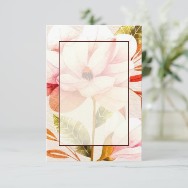 Convites Vazio de casamento floral rosa (Em pé/Frente)