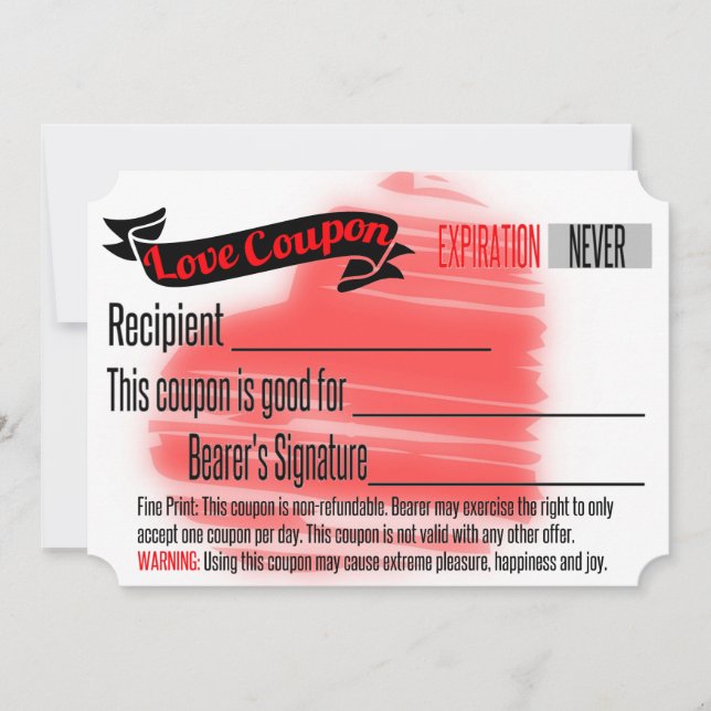 Convites Vazio do Cupão de Amor (Frente)