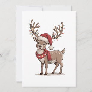 Convites Veado Animal Natal Veado Chapéu do Papai Noel Nata