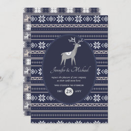 Convites Veado Azul Marinho Folk Art Natal QUALQUER EVENTO