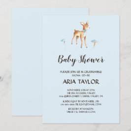Convites Veado de Aquarela com Chá de fraldas de cogumelo