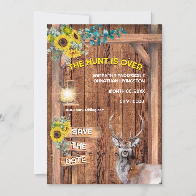 Convites Veado de girassol caçador ocidental salva a data (Frente)