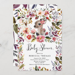 Convites veado e chá de fraldas floral