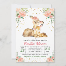 Veado Mamãe e Bebê Flor de Pêssego Floral na Flore