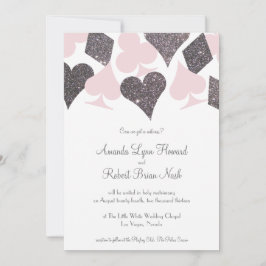 Convites Vegas Weds Blush Pink e Silver Faux Glitter