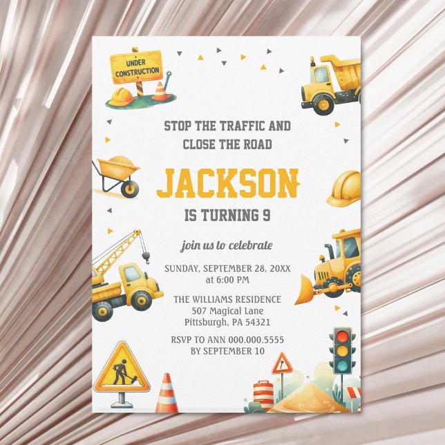 Convites Veículos De Construção Bombeiam Veículos De Escava (Criador carregado)