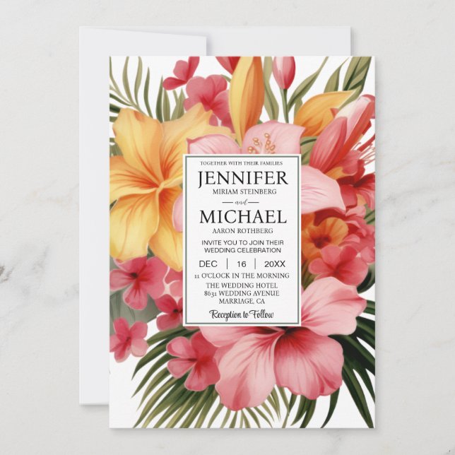 Convites VEJA O Casamento Tropical All-In-One (Frente)