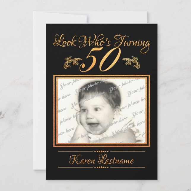 Convites Veja quem é 50 Photo Orange (Frente)