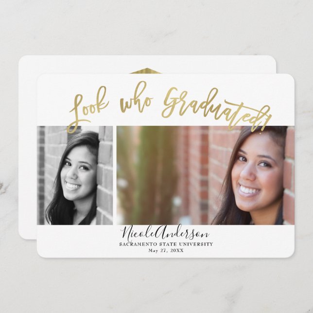 Convites Veja Quem Graduou Graduação 2 Foto Celebração (Frente/Verso)