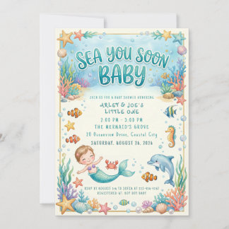 Convites Vejo você em breve Bebê debaixo do Mar Chá de Bebê