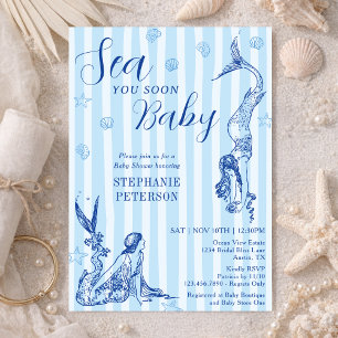 Convites Vejo Você Logo Bebê Festa de Bebê Vintage Sereia A