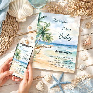Convites Vejo você logo praia tropical costeira Baby Shower