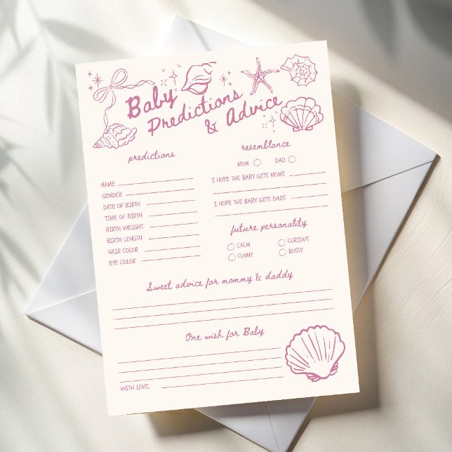 Convites Vejo você logo previsões e jogo de conselhos de co (Sea you soon seashells baby shower baby predictions and advice game cards baby shower games)