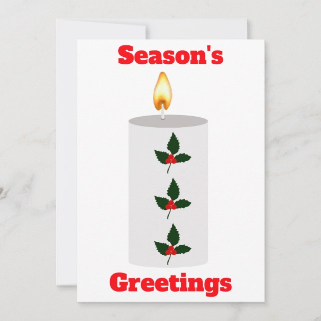 Convites Vela Branca de Saudações da Estação com Holly Card (Frente)