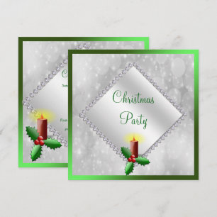 Convites Vela de Natal Festiva & Diamantes