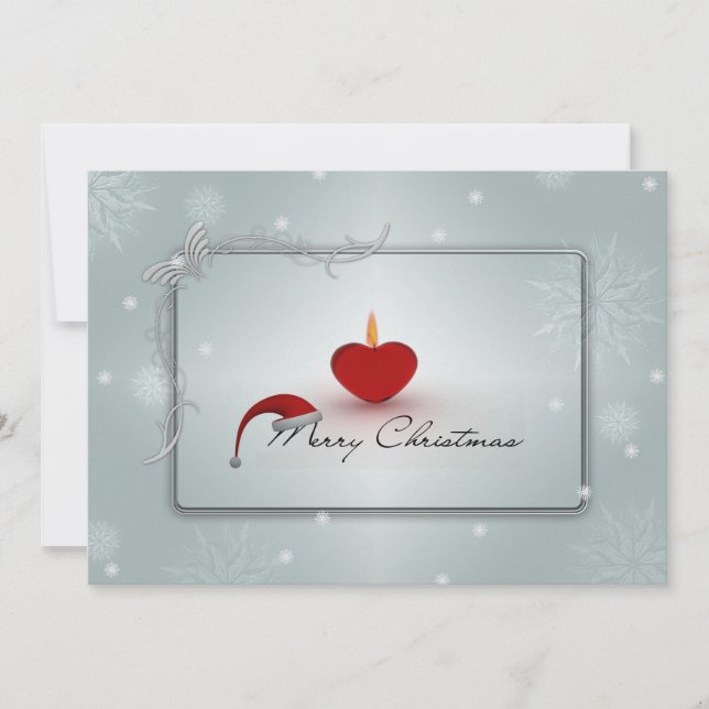Convites Vela de Natal & Flocos de Neve Dupla Face (Frente)