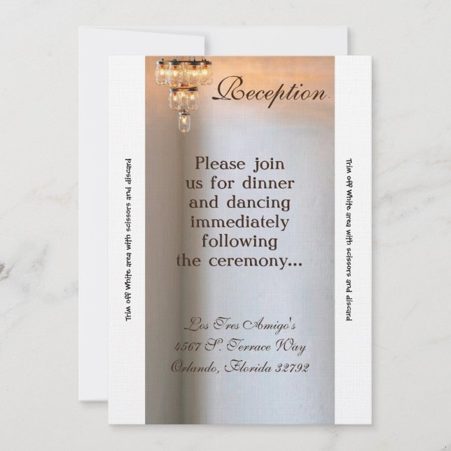 Convites Vela Mason Jar Chandelier da placa de recepção 3,5 (Frente)