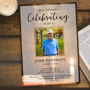 Convites Velas Celebração de Bíblias do Funeral de Foto de 