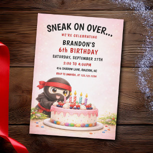 Convites Velas de Bolo Coloridas de Ninja Fofo Aniversário