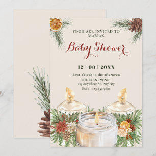 Convites Velas de folhas florais em aquarela chá de bebê
