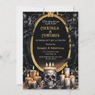 Convites Velas Douradas Negras do Halloween Malditas