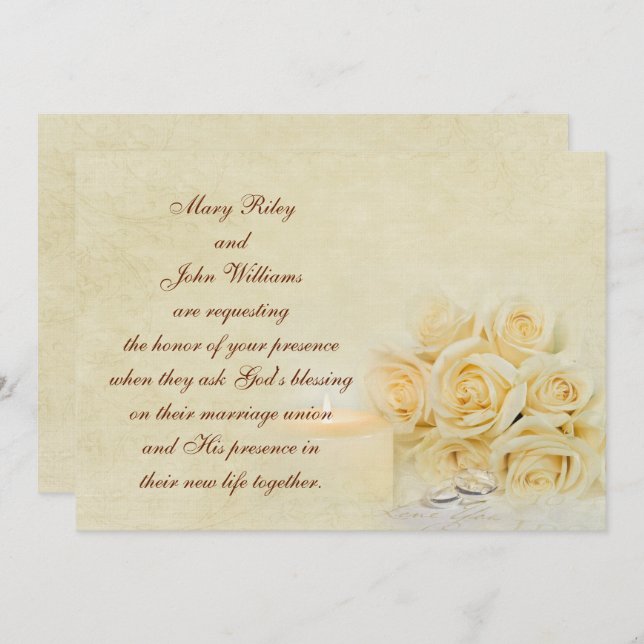 Convites Velas e rosas de casamentos (Frente/Verso)