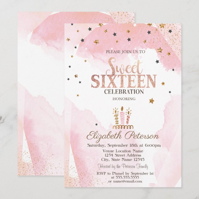 Convites Velas Fofas Estrelas Sweet 16 (Frente/Verso)
