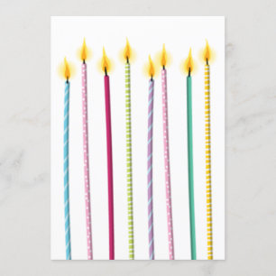 Convites Velas Longas Coloridas Modelo de Aniversário