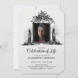 Convites Velas Pretas e Brancas Foto Celebração de Vida