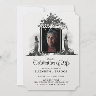 Convites Velas Pretas e Brancas Foto Celebração de Vida