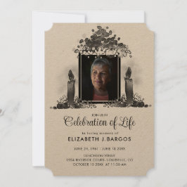 Convites Velas Rústicas Kraft Foto Celebração da Vida