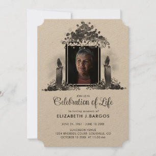 Convites Velas Rústicas Kraft Foto Celebração da Vida