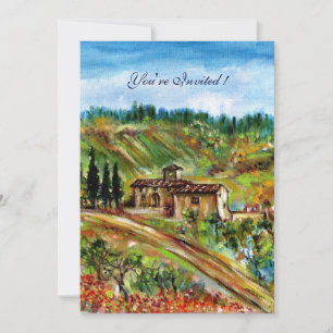 Convites VELHA CASA DE CAMPO PAISAGEM DA TOSCANA,amarelo ve