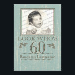 Convites Velhice Wood 60th Birthday Foto<br><div class="desc">O velho parece madeira em uma espuma marinha cor de espuma 60º aniversário,  convite para ele ou para ela. Veja quem tem 60 anos,  carregue uma foto favorita de qualquer idade e personalize o texto para sua festa.</div>