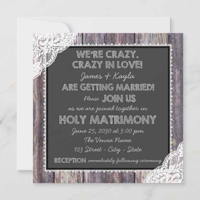 Convites Velho Casamento Russo de Chalkboard (Frente)