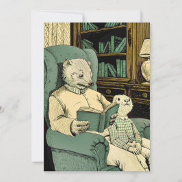 Convites Velho fuzileiro lendo um livro para uma jovem moça