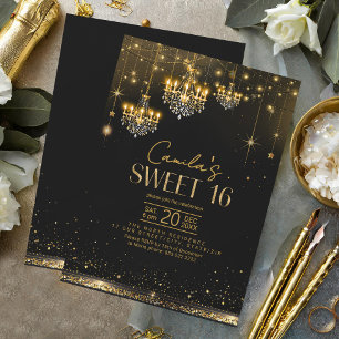 Convites Velho Glam Chandeliers Sweet 16 ID1108