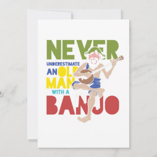 Convites Velho Homem Com Gift De Bluegrass De Música Banjo
