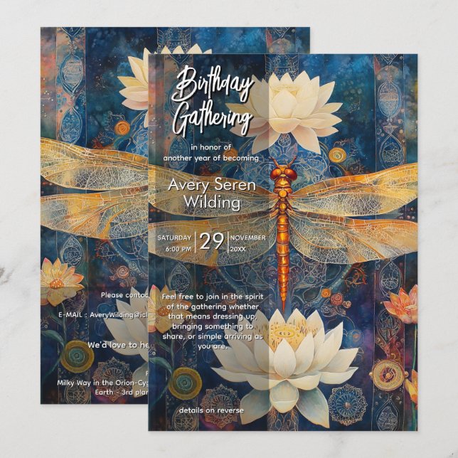 Convites Velo de Luz | Dragonfly Design (Frente/Verso)