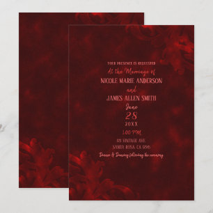 Convites Veludo Vermelho Elegante Vintage Glam Glamour Casa