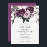Convites Velvet Bat Mitzvah<br><div class="desc">A mão floral violeta e ameixa pintou o convite do morcego mitzvah com uma tipografia elegante.</div>