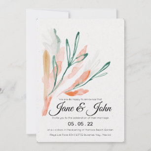 Convites Velvet Jade Peach Foliage Wedding