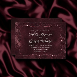 Convites Velvety Wine Damask | Bordeaux Sangria Grunge Glam