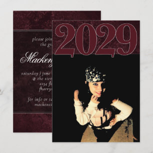 Convites Velvity Wine Damask   Maroon Grunge Barroco Foto